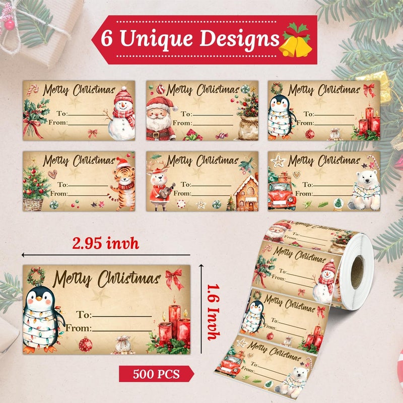 Xendelow 500 Pcs Gift Tag for Presents, Christmas Tags Stickers, Xmas Gifts Tag Stickers, Merry Xmas Gift Tags & Labels, Christmas Decoration Name Label Sticker, Presents Label for Boys Girls(2.95 x 1.6 Inch) - Image 2